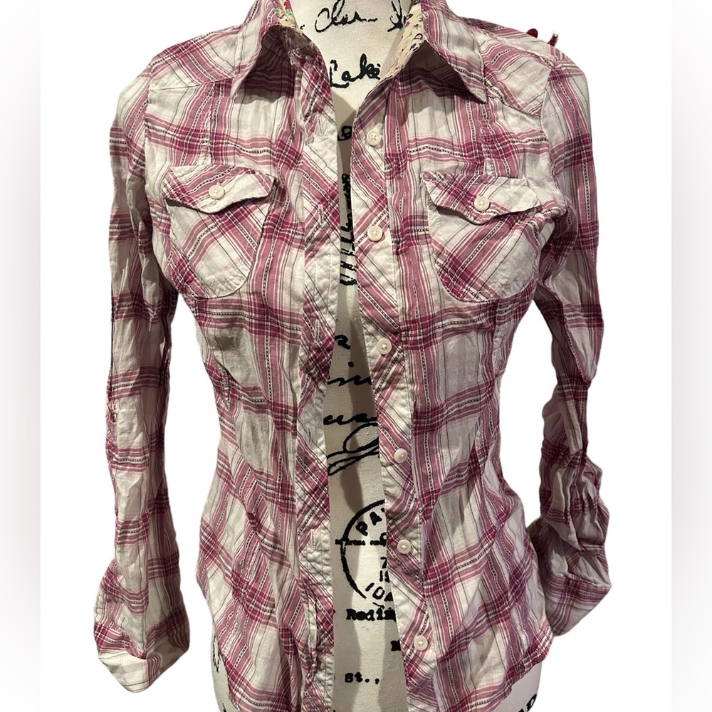SO Pink Button Flannel